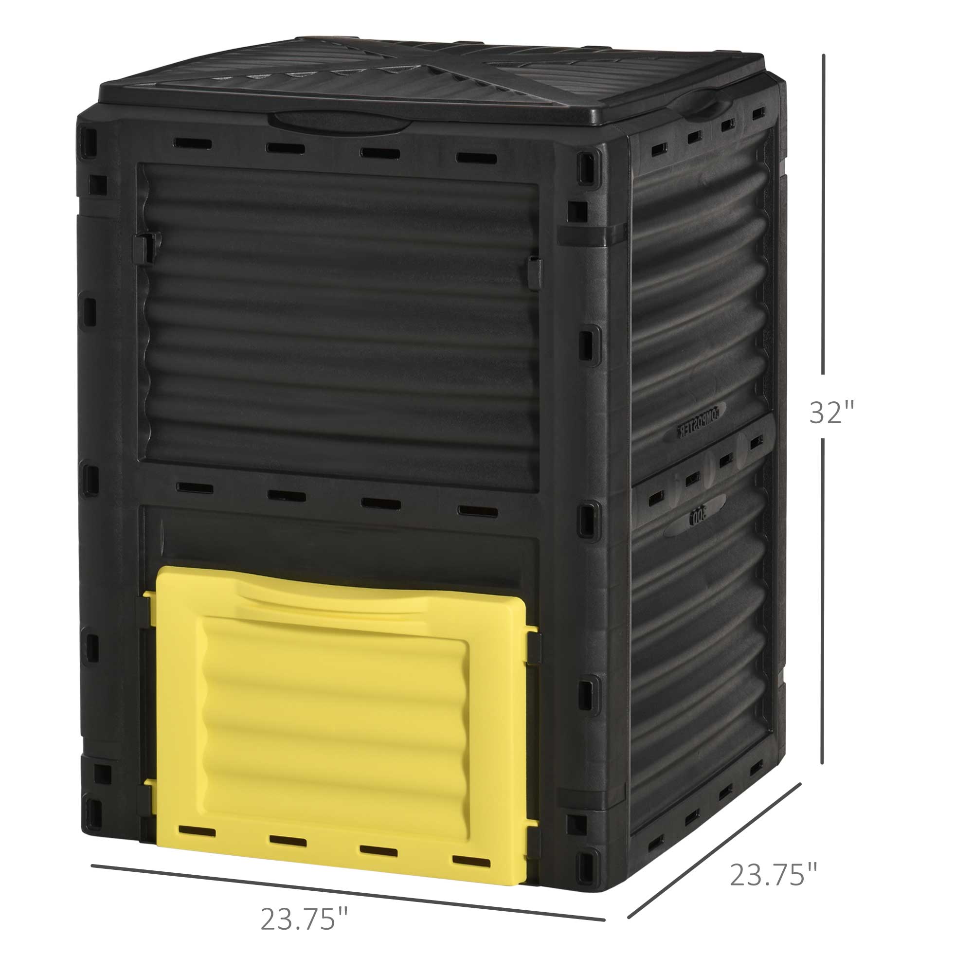 Garden Compost Bin 80 Gallon Outdoor Large Capacity Composter Fast Create Fertile Soil Aerating Box, Yellow