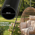 Hammock Chair Stand Indoor and Outdoor Use with Anti-Slip Foot Pads, 2 Carabiners, Black