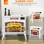 Electric Fireplace Stove, Infrared Fireplace Heater with Realistic Flame & Adjustable Temperature, 1500W, White