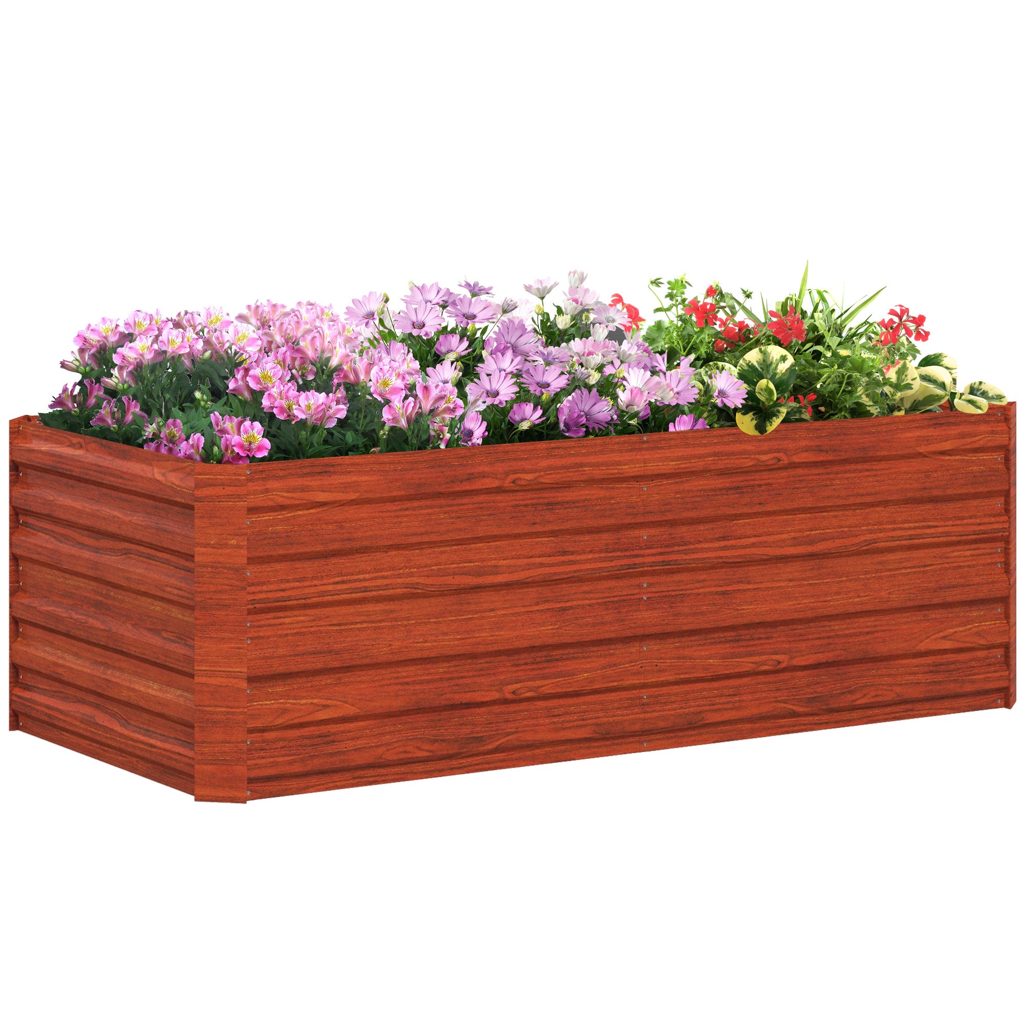 Galvanized Raised Garden Bed, Steel Outdoor Planters with Reinforced Rods, 71" x 36" x 23", Dark Brown
