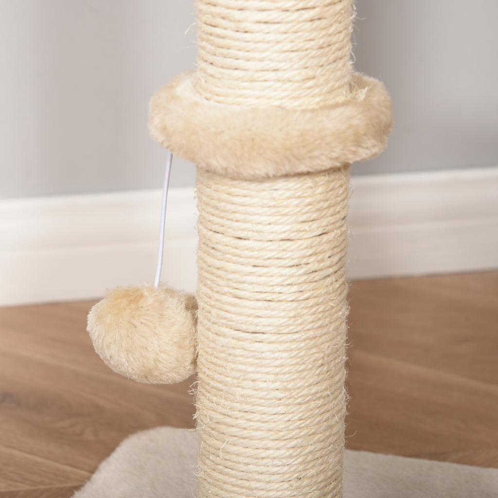 Cat Tree with Sisal Scratching Post Condo and Hanging Rope 39" H, Beige