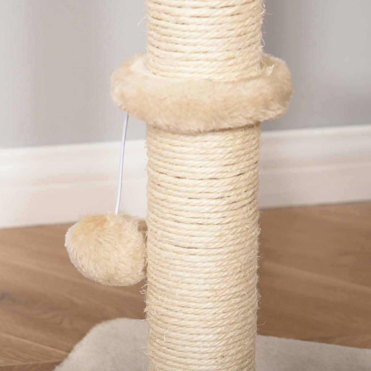 Cat Tree with Sisal Scratching Post Condo and Hanging Rope 39" H, Beige