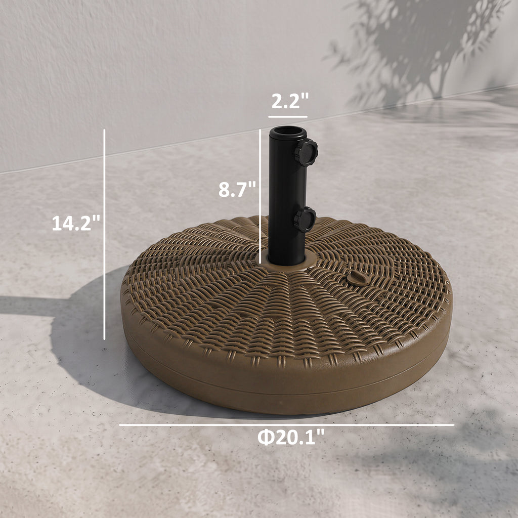 Umbrella Stand for 1.5" or 2" Umbrella Poles, Round Fillable Umbrella Base for Outdoor, Lawn, Deck, Brown