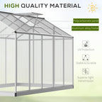 10' L x 6' W Walk-In Polycarbonate Greenhouse with Roof Vent for Ventilation & Rain Gutter for Winter