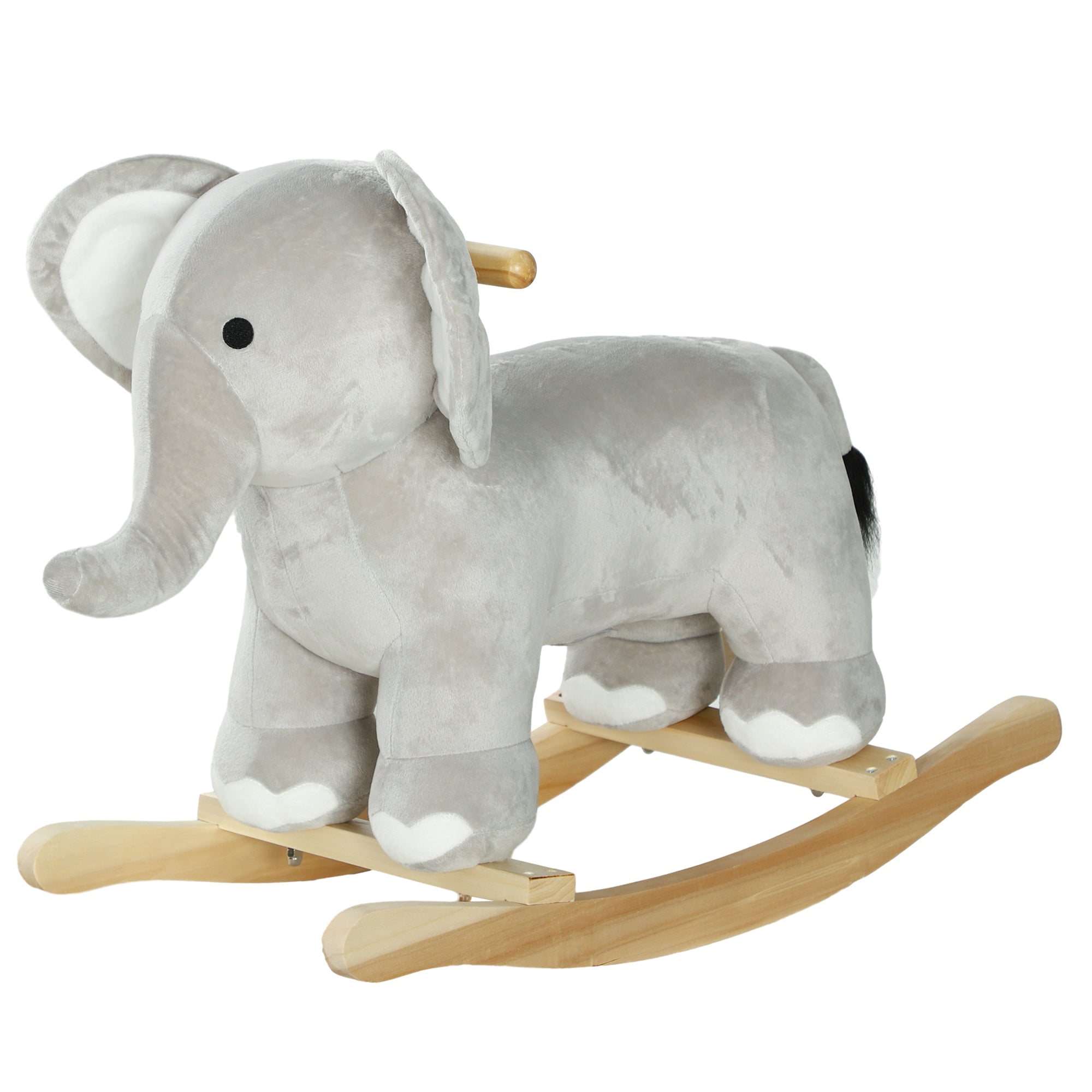 Kids Rocking Animal, Elephant Rocker with Realistic Sounds, Plush Ride on Toy for Years 2-4, Gray