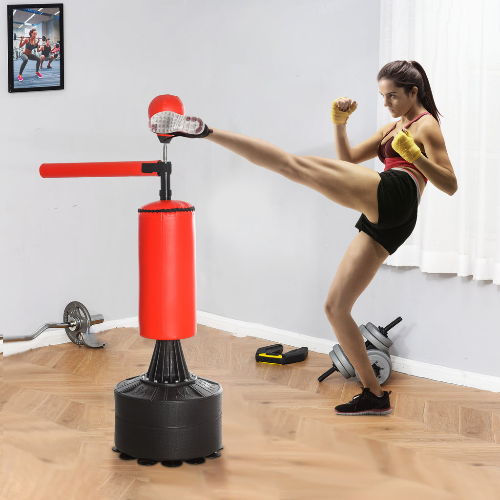 Boxing Bag, Freestanding Punching Bag with Speed Ball, Rotating Boxing Bar and Gloves, Weighted Base