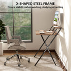 Folding Computer Desk, 27.6" Foldable Desk with Monitor Shelf for Small Space, Home Office, Study, Easy Assembly, Walnut