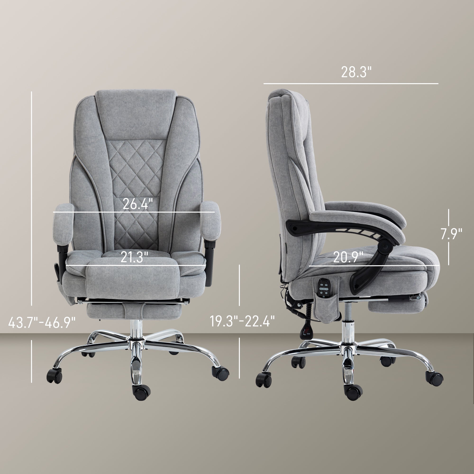 Massage Office Chair, Heated Reclining Computer Chair with Adjustable Height and Footrest