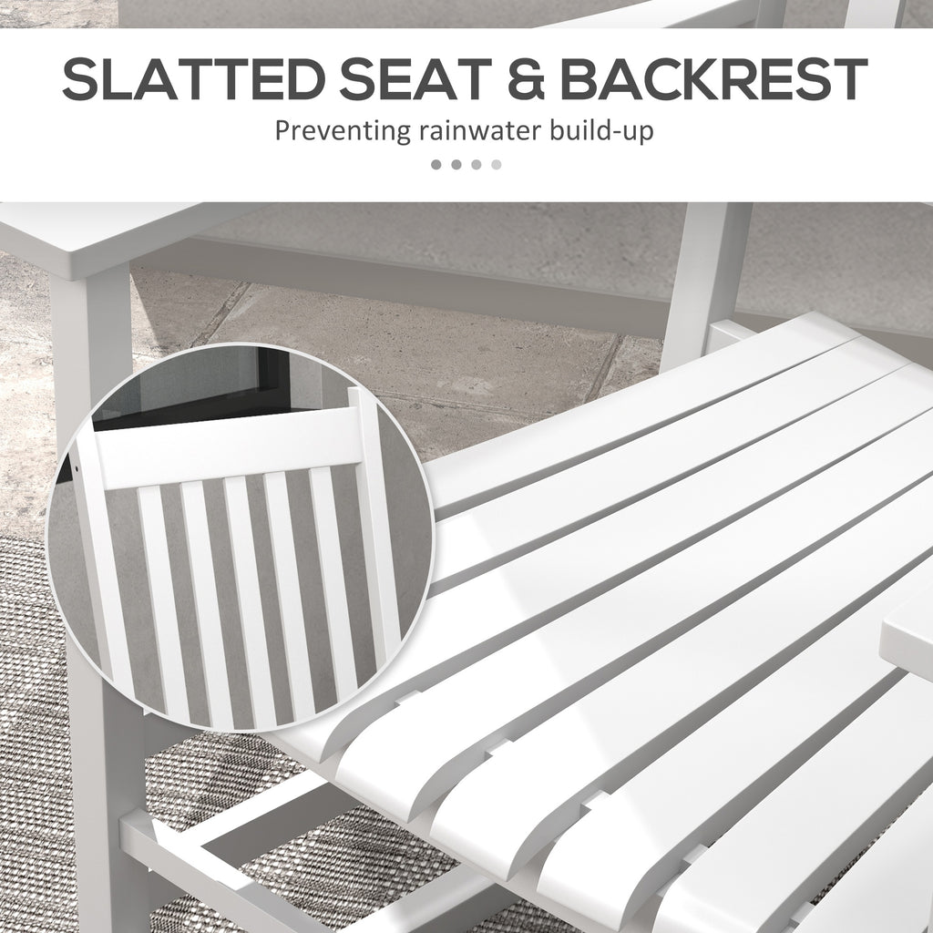 Wooden Rocking Chair Set, Curved Armrests, High Back, Slatted Seat Outdoor Rocker Set, White