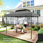 Model 84C-101 or 84C-144 13' x 10' Gazebo Replacement Canopy, Gazebo Top with Double Vented Roof (TOP ONLY), Gray