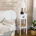 2-Tier Nightstand, Side Table with Drawer and Shelf for Living Room or Bedroom, Set of 2, White