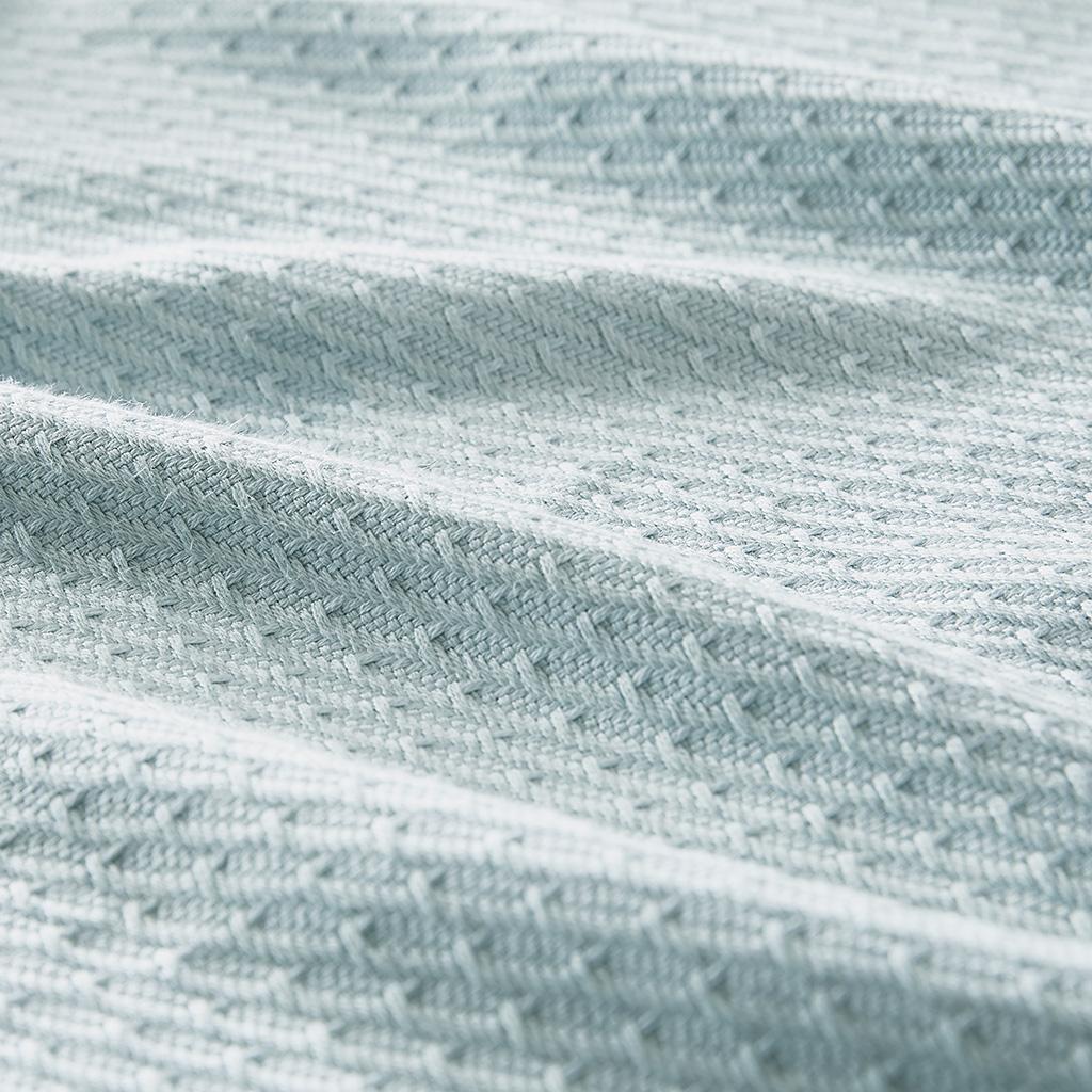 Machine Washable Egyptian Cotton Blanket with Breathable Weave, OEKO-TEX Certified, Ideal for Bedroom, 90" L x 66" W x 0.25" H, Light Blue