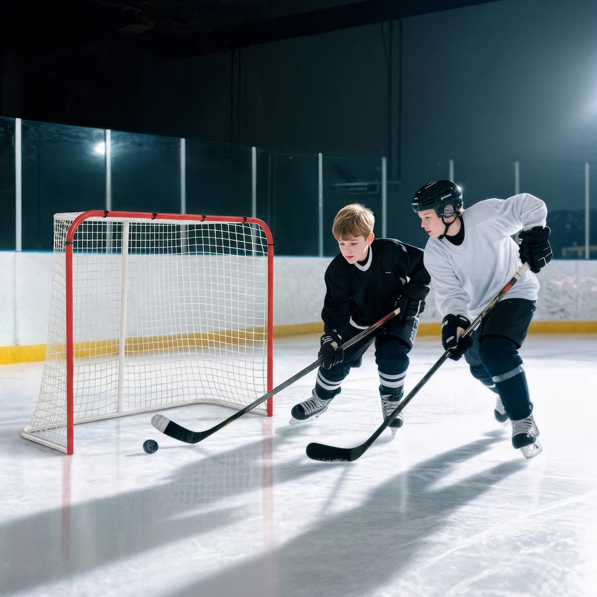Hockey Net, All Weather Street Hockey Goal with Steel Frame, PE Mesh for Backyard, Easy Assembly