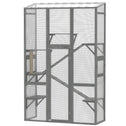Outdoor Catio Cat Enclosure, Large Wooden Cat House with 6 Jumping Platforms, Scratching Post, 2 Ramps, for 2-3 Kittens