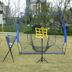 Baseball Practice Net Set with 7.5x7ft Catcher Net, Ball Caddy and Batting Tee, Portable Pitching Net with Carry Bag for Hitting, Pitching, Batting, Catching, Blue