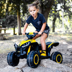12V Kids ATV Quad Car with Forward & Backward Function, Four Wheeler for Kids with Wear-Resistant Wheels, Music, Electric Ride-on ATV for Toddlers Ages 3+ Years Old, Yellow