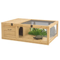 Wooden Reptile Cage with Top Access for Turtles, Lizards, Snakes, Yellow