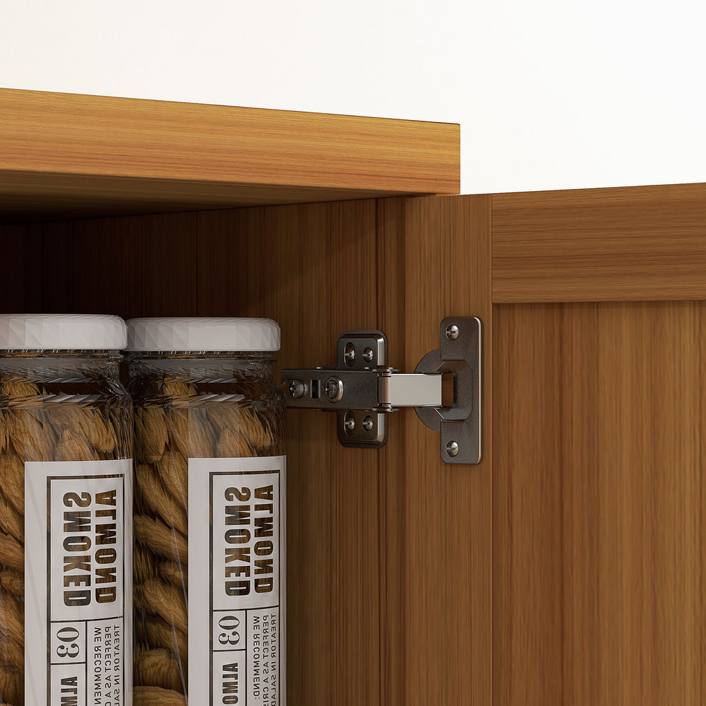 63" 2-Door Kitchen Pantry, Freestanding Cabinet with 2 Adjustable Shelves for Dining Room, Cinnamon Teak Wood Grain