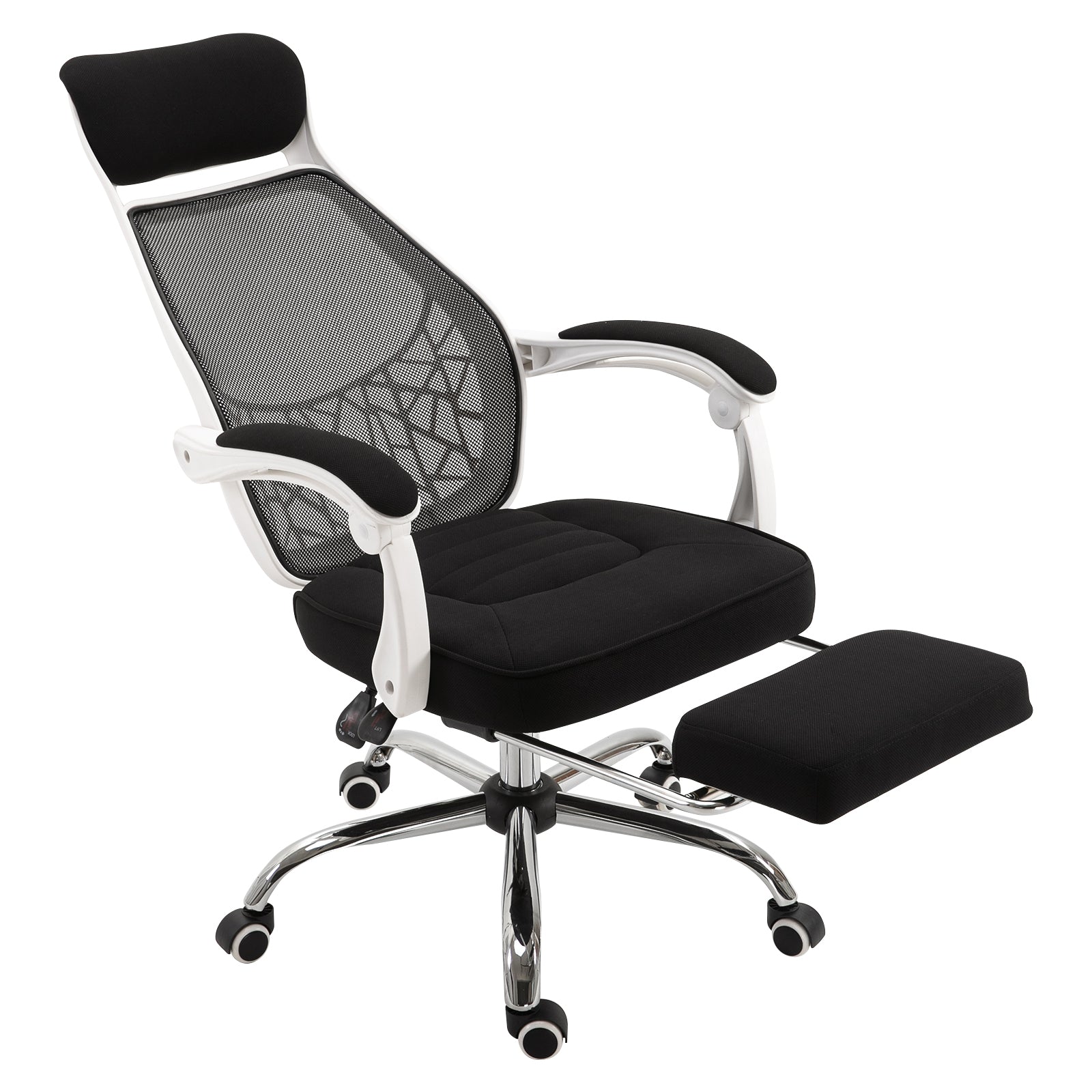 Ergonomic High Back Mesh Office Chair Swivel Reclining Computer Desk Chair with Retractable Footrest, Headrest, Padded Armrest