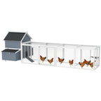 156" Extra Large Wooden Chicken Coop with 2 Nesting Box, Run Cage, Waterproof Wave Roof, for 10-15 Chickens, Light Gray