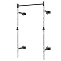 Folding Squat Rack with Pull Up Bar, Wall Mounted and Adjustable, 1000 Pounds Capacity Power Rack, White