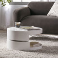 Modern Rotating Coffee Table with 2 Circular Swivel Levels, High Gloss Finish, 23.6" x 23.6" x 13", White