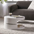 Modern Rotating Coffee Table with 2 Circular Swivel Levels, High Gloss Finish, 23.6" x 23.6" x 13", White