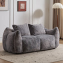Bean Bag Sofa with High-Density Foam and Faux Fur Fabric, Compressed Sofa Oversized Fluffy Loveseat for Adults, 75" L x 42.5" W x 28.5" H, Grey
