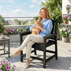 All-Weather Patio Chair, HDPE Patio Dining Chair, Heavy Duty Wood-Like Outdoor Furniture for Garden, Backyard, Deck, Porch, Lawn, Black