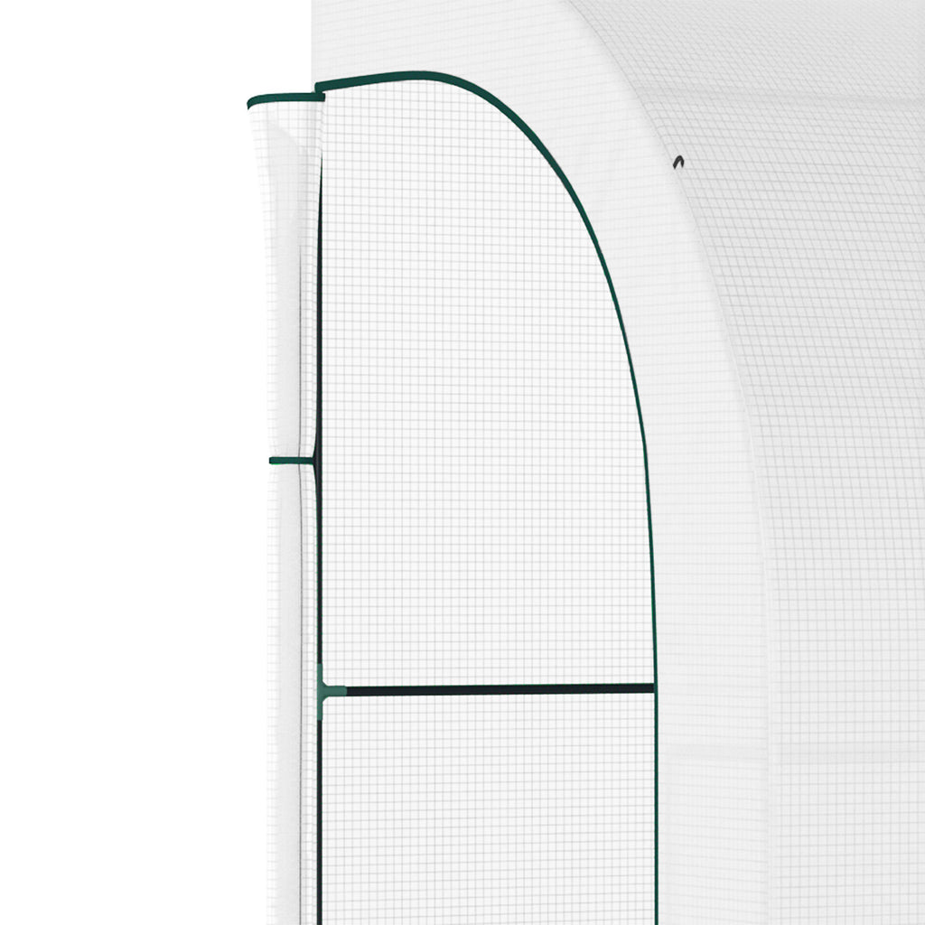 10' x 5' x 7' Outdoor Walk-In Greenhouse, Plant Nursery with Zippered Doors, PE Cover and 3 Wire Shelves, White