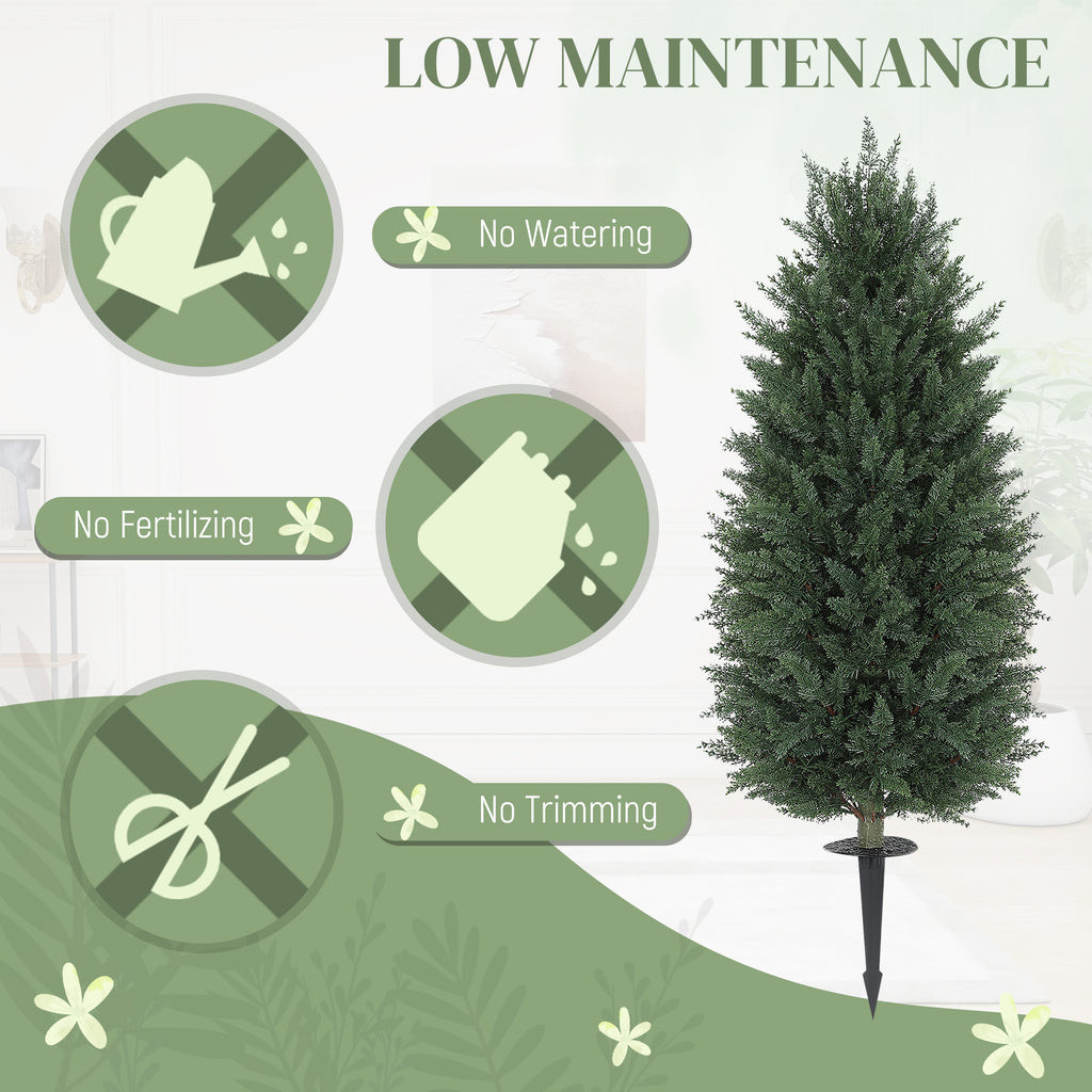 43.3 Inch Set of 2 Artificial Cypress Topiary Tree, Indoor Outdoor UV Resistant Faux Plants with Ground Stake for Garden