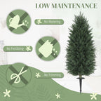 43.3 Inch Set of 2 Artificial Cypress Topiary Tree, Indoor Outdoor UV Resistant Faux Plants with Ground Stake for Garden
