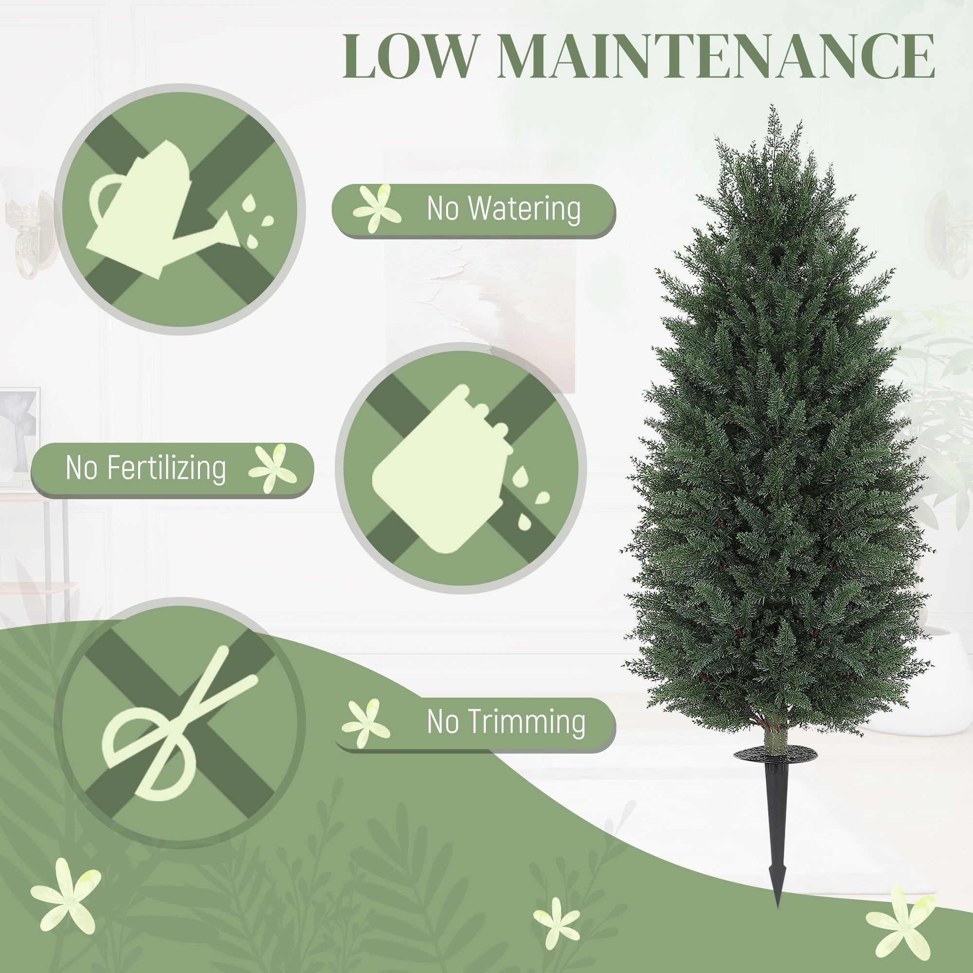 43.3 Inch Set of 2 Artificial Cypress Topiary Tree, Indoor Outdoor UV Resistant Faux Plants with Ground Stake for Garden