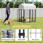 Outdoor Dog Kennel with Roof, 4' x 4' x 6' Heavy Duty Welded Wire Dog Playpen Enclosure with Escape-proof Lock