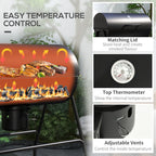 Barrel Charcoal BBQ Grill, Barbecue with 420 sq.in. Cooking Area, Wheels, Ash Catcher, Black
