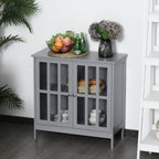 Contemporary Storage Cabinet, Cupboard Buffet Credenza with 2 Doors for Kitchen, Hallway, Living Room, Gray