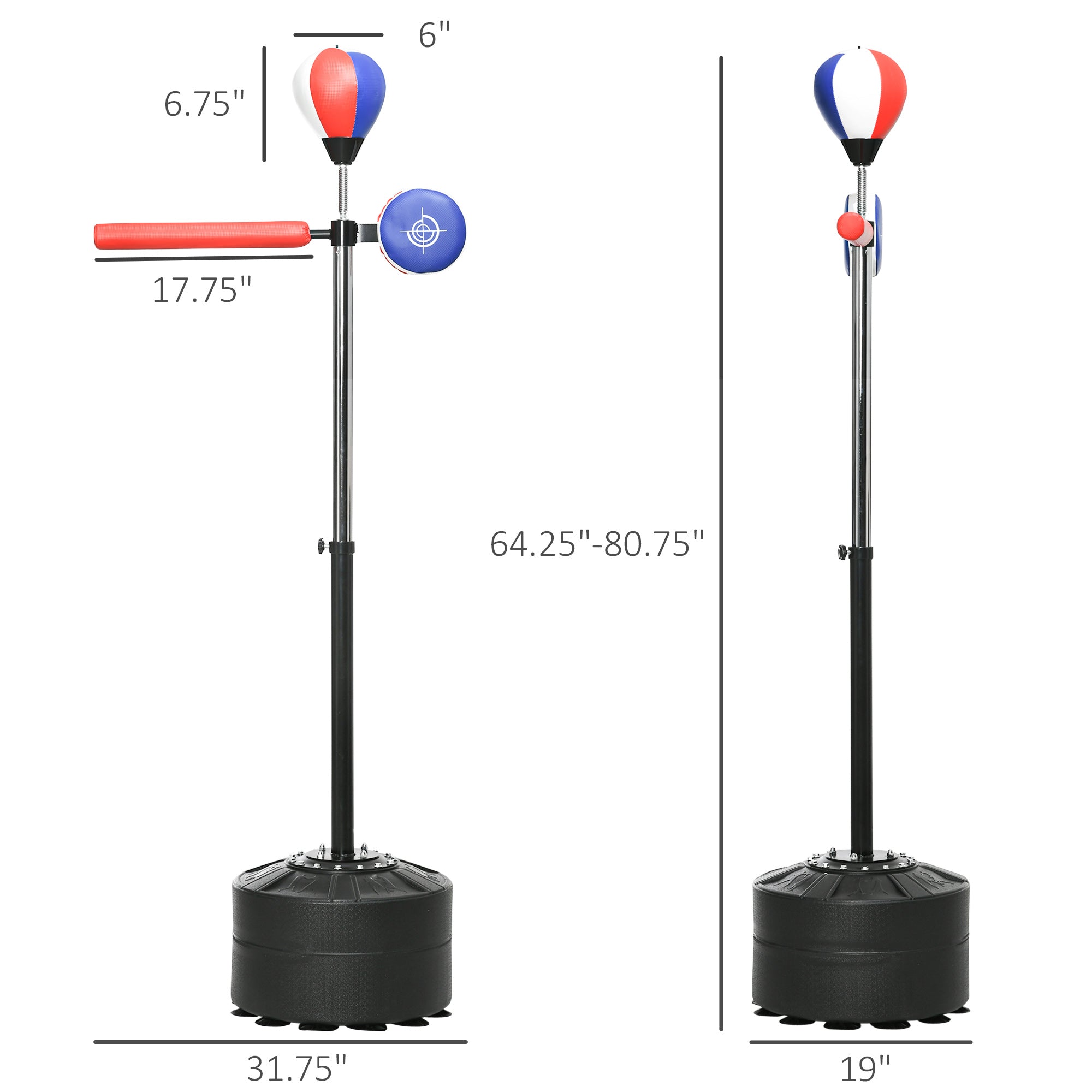 Free Standing Boxing Bag with Stand, Punching Speed Bag Reaction Bar Challenge with Suction Cups, 64-81in Adjustable Height for Teenagers and Adults, Multi