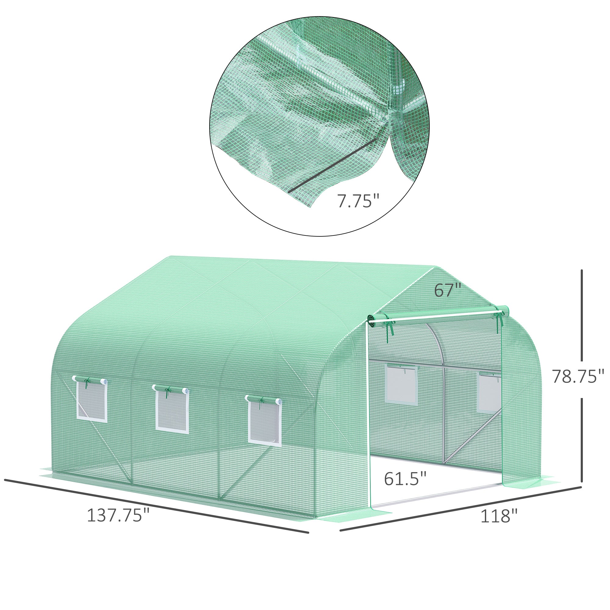 Walk In Tunnel Greenhouse, Portable Outdoor Plant House with Roll Up Doors