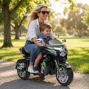 2-Seat 12V Kids Electric Ride-On Motorcycle with Storage Trunk, 3-Wheel Motorbike with MP3 and Bluetooth, 43.5'' L x 19'' W x 26.5'' H, Black