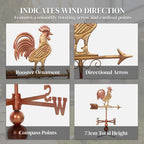 Metal Rooster Weathervane, Roof Mount Wind Direction Indicator, Outdoor Weather Vanes