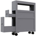 Space Saving Narrow Bathroom Storage Cabinet, Bath Toilet Paper Holder with Drawers and Rolling Wheels, Gray