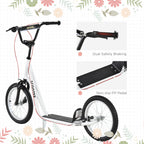 Youth Scooter Kick Scooter for Kids 5+ with Adjustable Handlebar Front and Rear Dual Brakes Inflatable Wheels, White