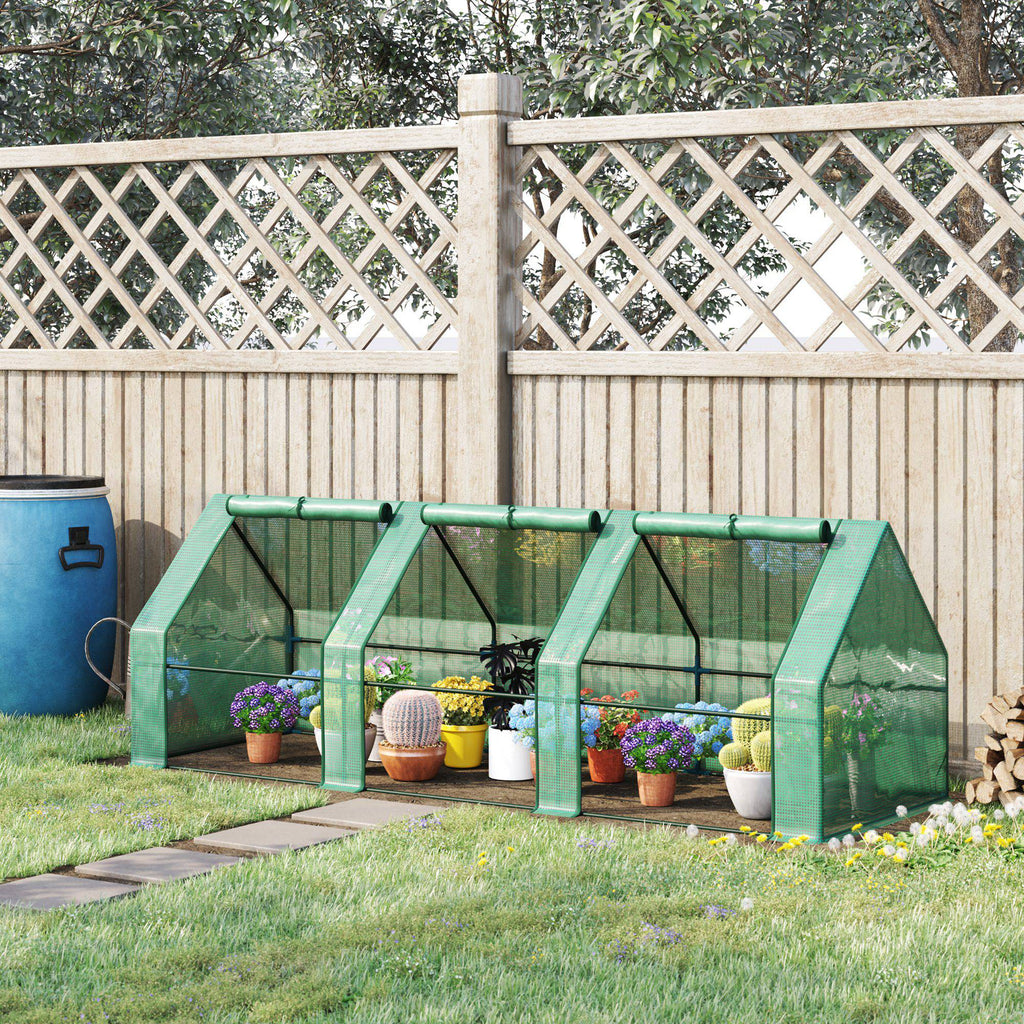 9' x 3' x 3' Portable Mini Greenhouse Outdoor Garden with Large Zipper Doors and Water/UV PE Cover, Green