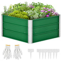 40'' Hexagon Raised Garden Bed, Outdoor Metal Planter Box with Gloves, for Backyard, Patio to Grow Vegetables, Herbs, and Flowers, Green