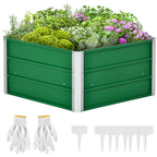 40'' Hexagon Raised Garden Bed, Outdoor Metal Planter Box with Gloves, for Backyard, Patio to Grow Vegetables, Herbs, and Flowers, Green