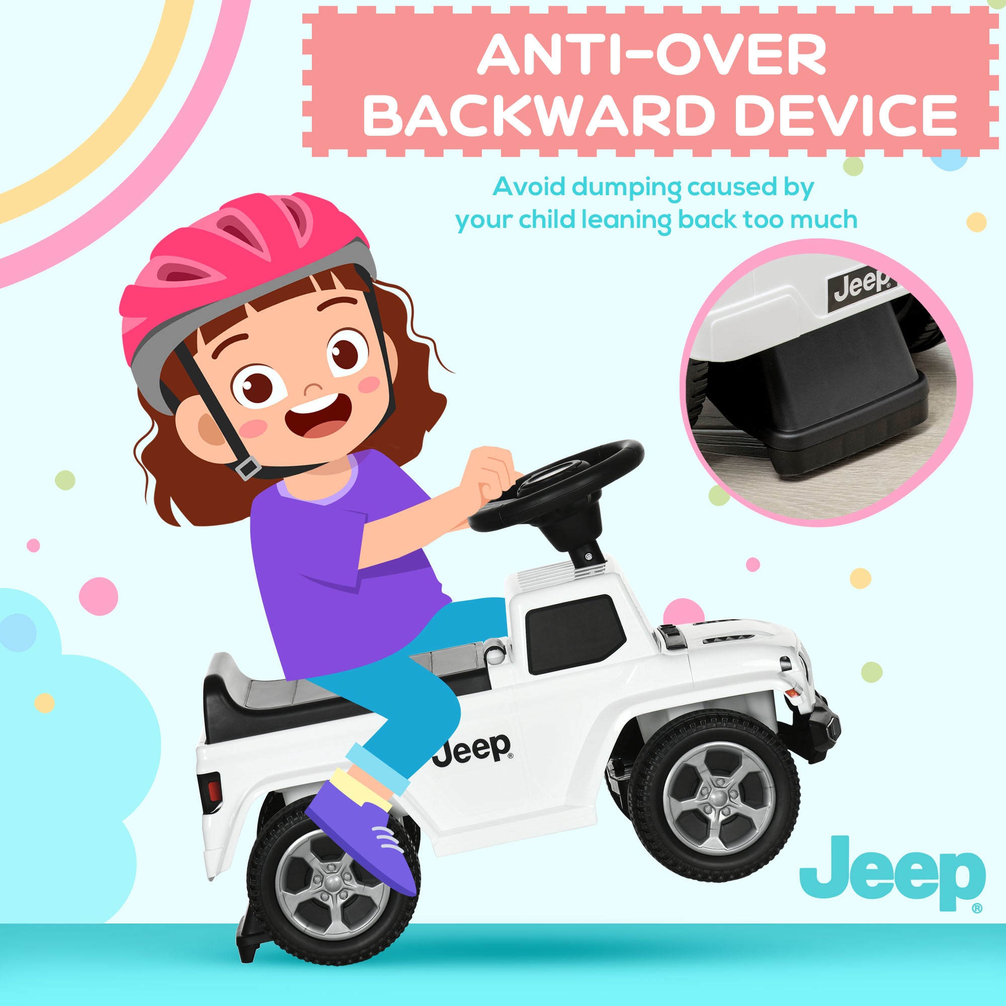 Kids Ride on Push Car, with Engine Sounds & Under-Seat Storage, Foot-to-Floor Ride on Sliding Car with Horn, Sit and Scoot Ride on Toy, Ages 1.5-3 Years, White