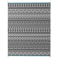 Reversible Outdoor Rug Carpet RV Camping Rugs with Carry Bag, 8' x 10', Gray & Cream White Boho