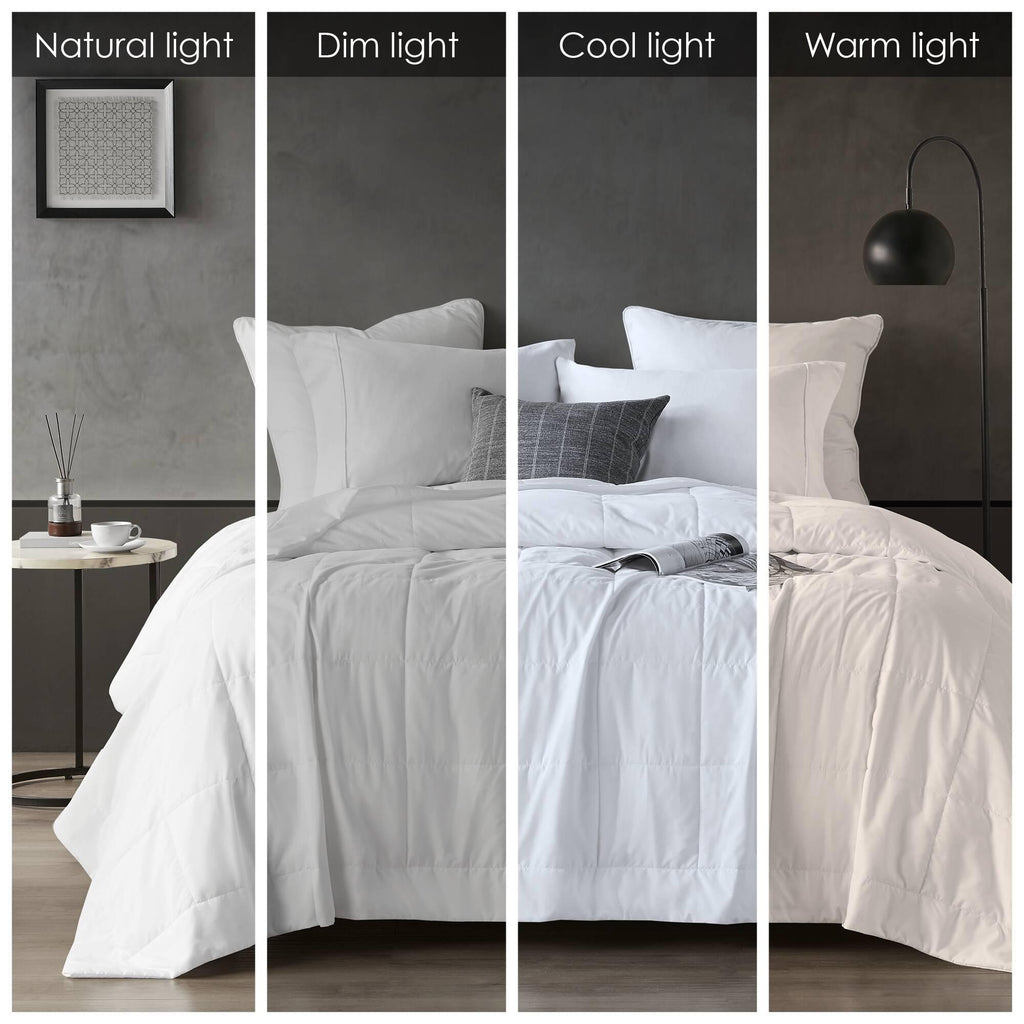 Down Alternative Blanket with Cool Touch, OEKO-TEX Certified, Machine Washable, Designed for Full, Queen Beds, 90" L x 90" W x 0.25" H, White