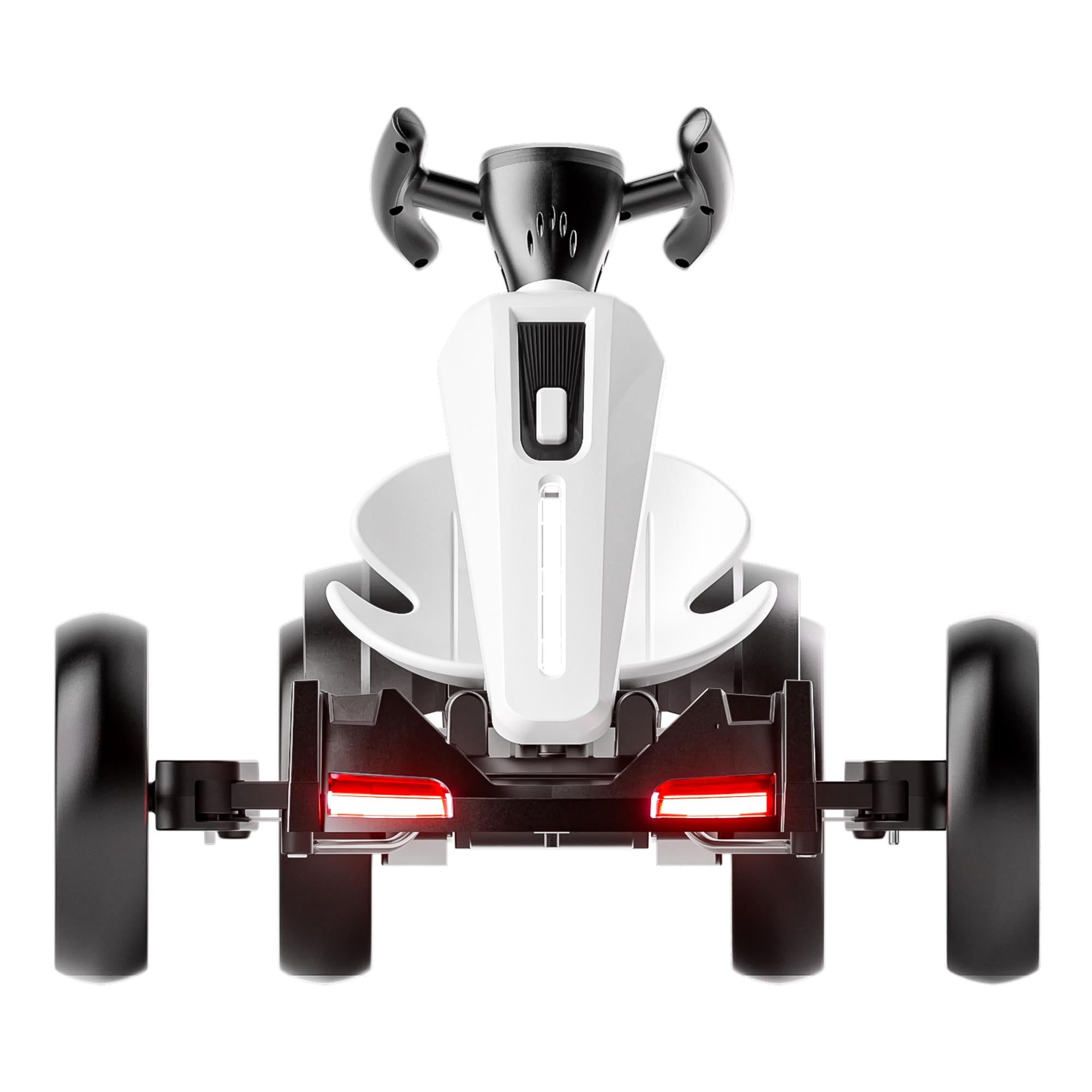12V Electric Pedal Go-Kart for Kids with Adjustable High-Back Seat, Ride-On Truck with Music/Flashing Lights, 38'' L x 22.5'' W x 19.5'' H, White