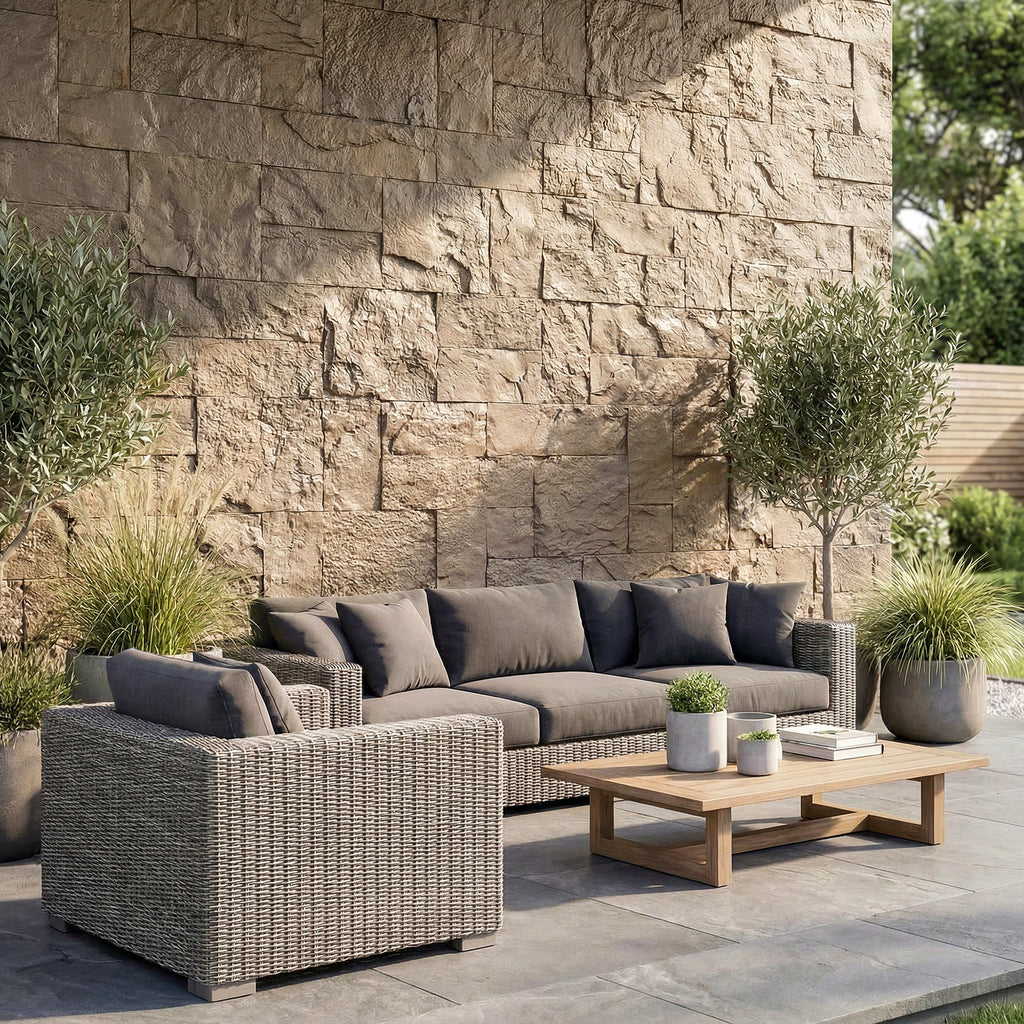 8-Pack 3D Faux Stone Wall Panels, Lightweight Polyurethane Panels for Interior and Exterior Accent Walls, Beige